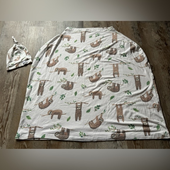 Sloth Multi Use Baby Car Seat and Nursing Cover Sweet Jojo Design Hat - Picture 3 of 4